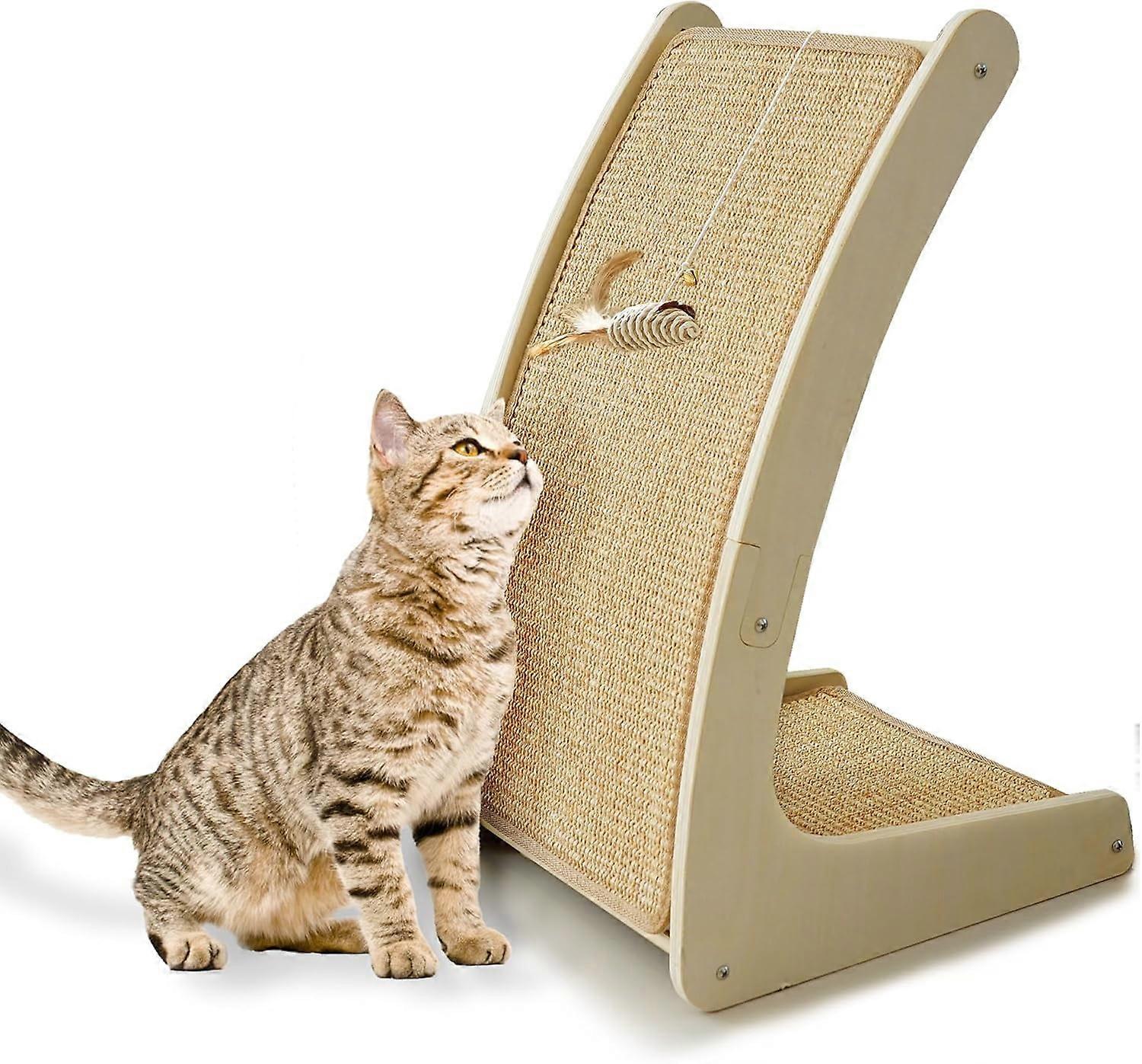 Cat Scratcher, Sisal Cat Scratch Pad, Curved Cat Scratch Pad Wall Mounted, Cat Scratching Board with Mouse Toy Catnip for Indoor Cats