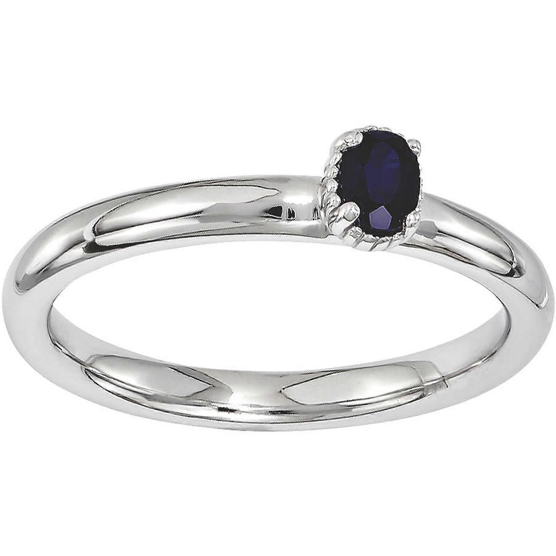 Created Sapphire Sterling Silver Single-Stone Ring