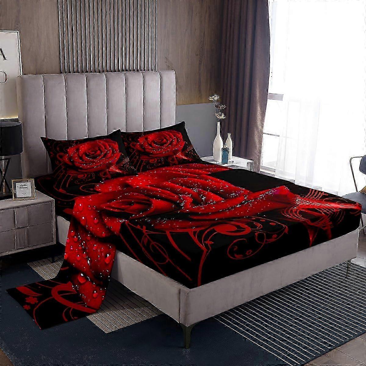 1 Set Red Rose Floral Romantic Multi Sheet Set for Valentine's Day Lover King Size 2025