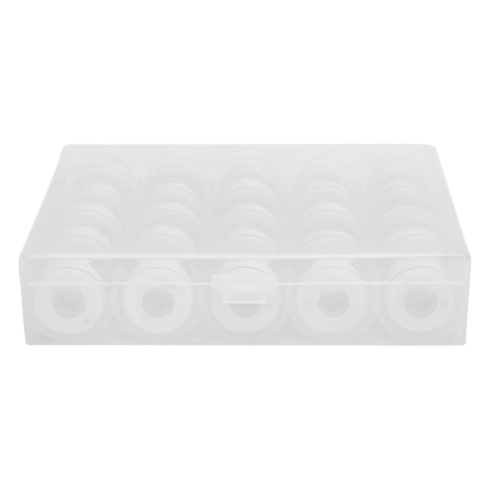25pcs Bobbin with Thread Winding Wire Transparent Bobbins for Embroidery and Sewing MachinesWhite Thread