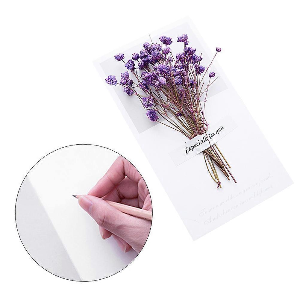 Dried Flower Decorated Card Invitation Card for Inviting 6Pcs Purple