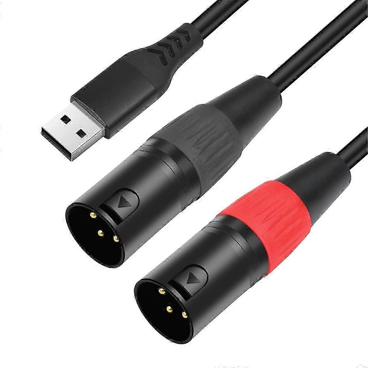 USB to XLR Audio Cable,USB to Dual XLR Male Output Cord,PC USB-Stereo Audio Cable Converter for Ample