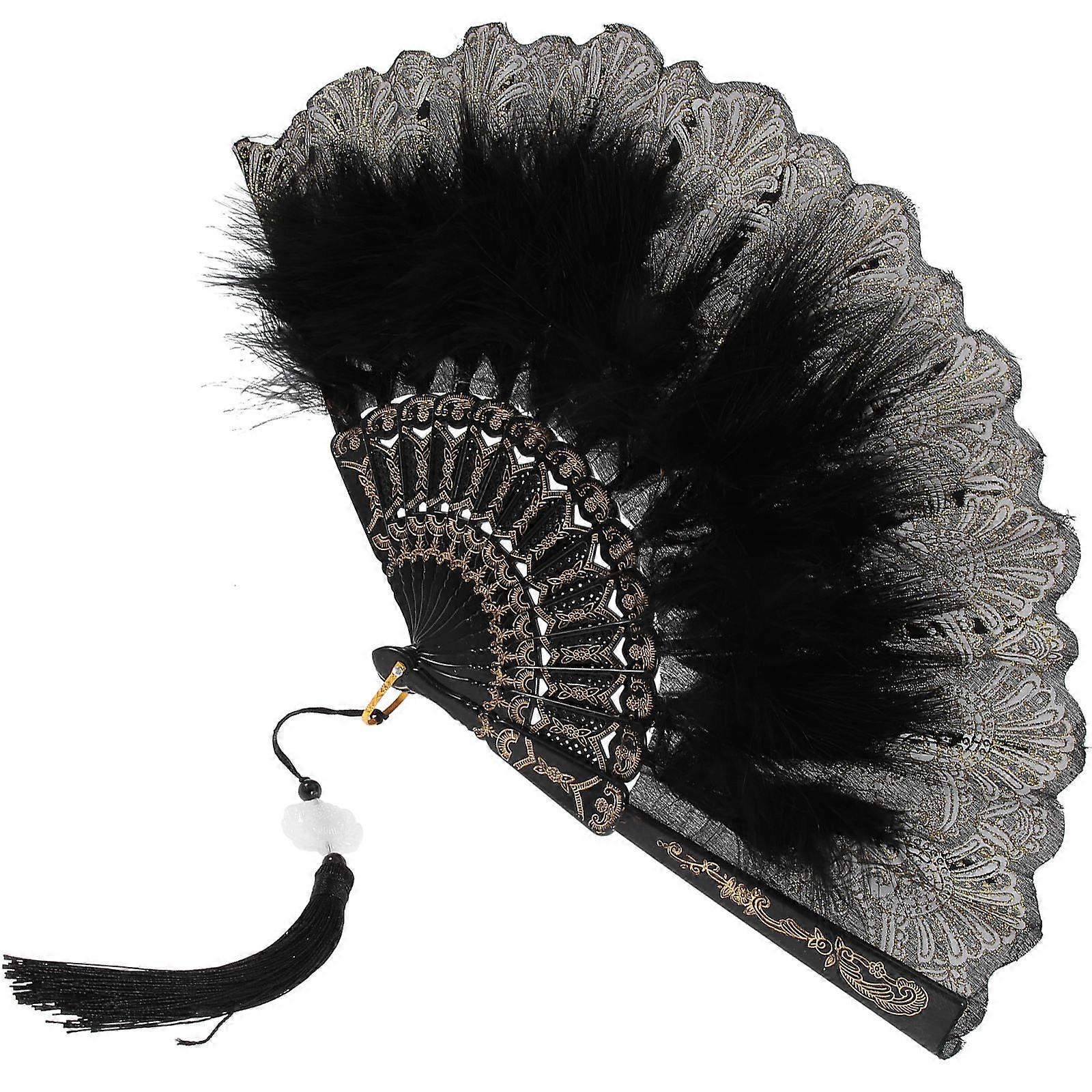 Plume Fan for Cooling Use Embroidered Hand Fan