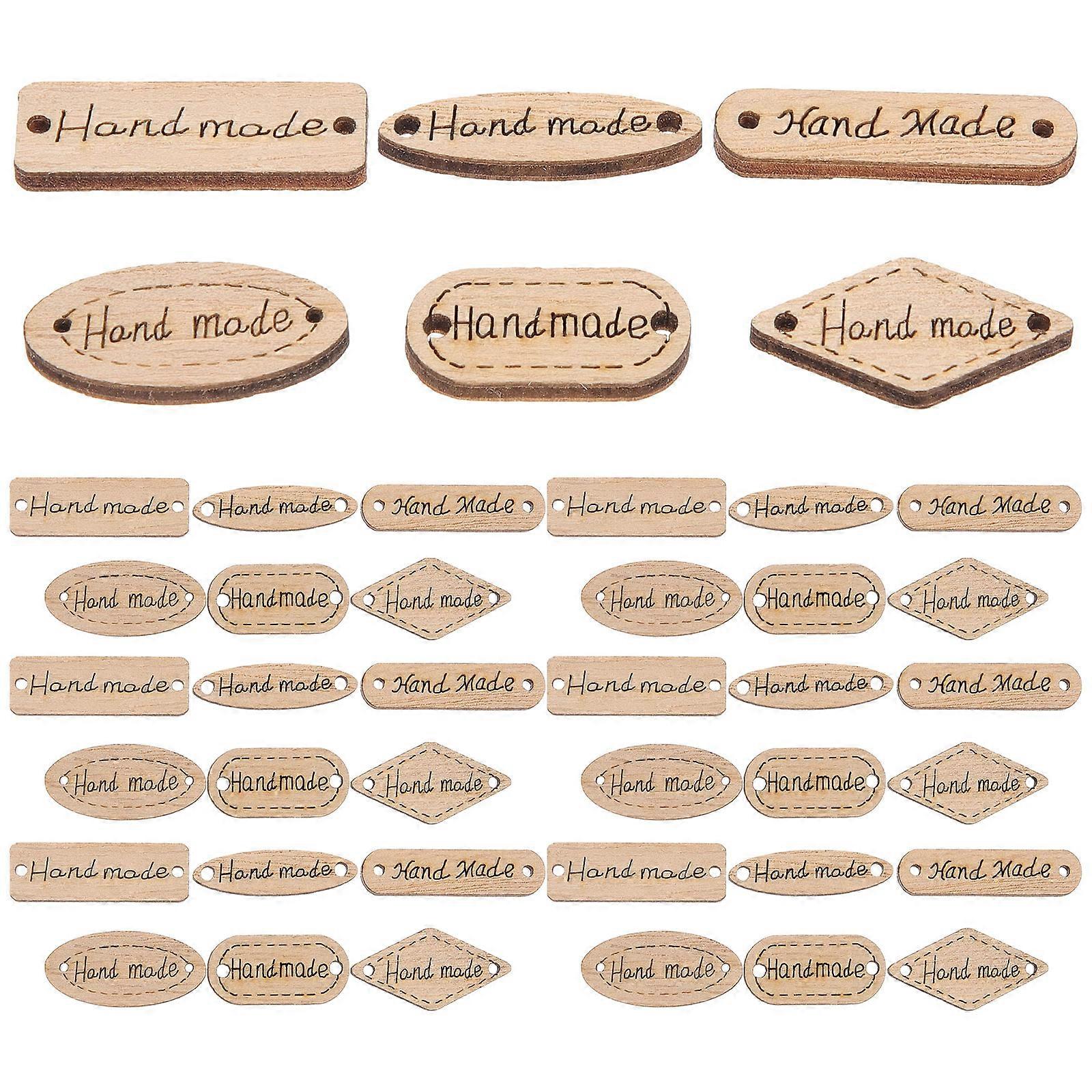 Wood Button Label for Sewing Craft Projects 150Pcs Handmade Tags