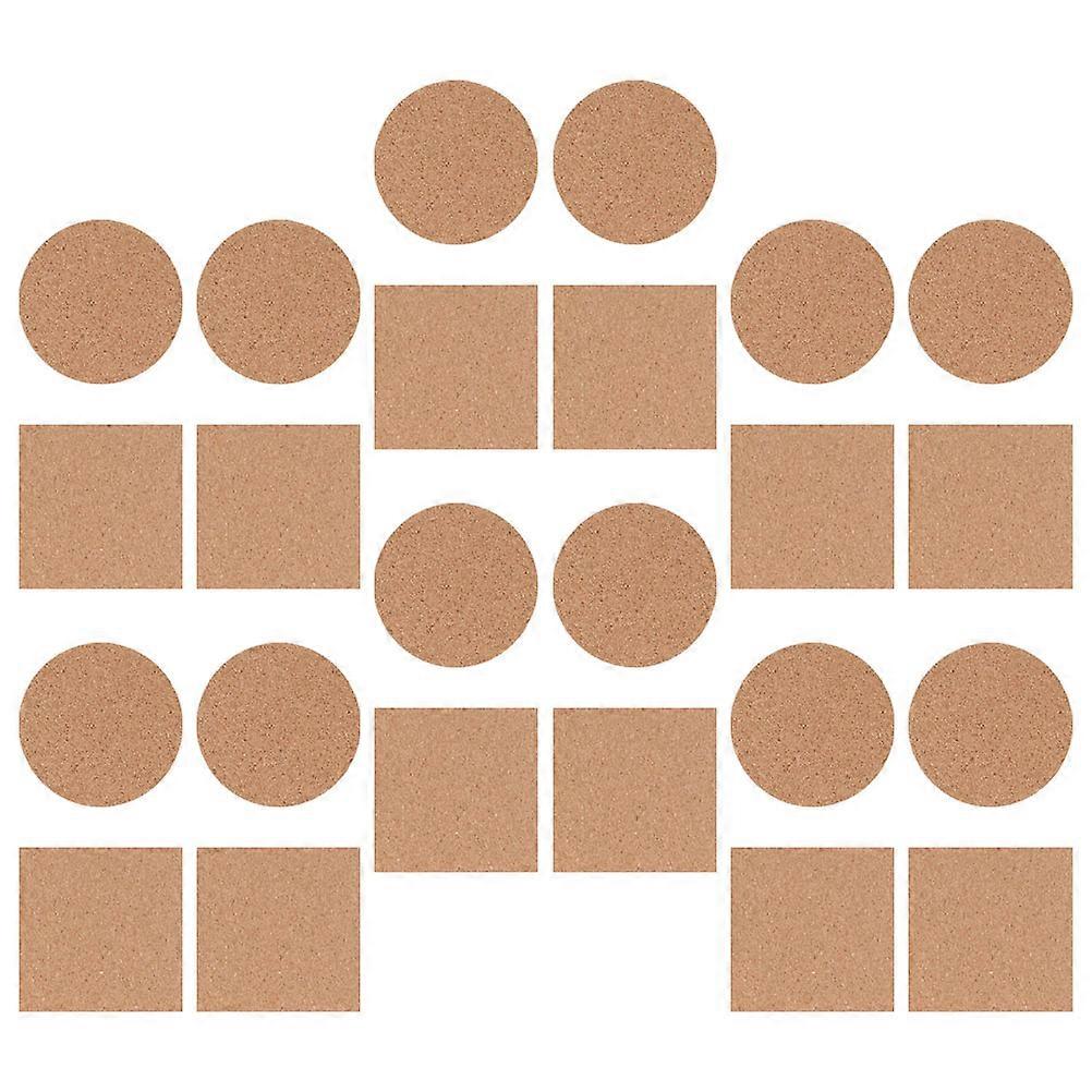 Light Brown Cork Mat Round and Square Coasters for Holding Cups 48Pcs