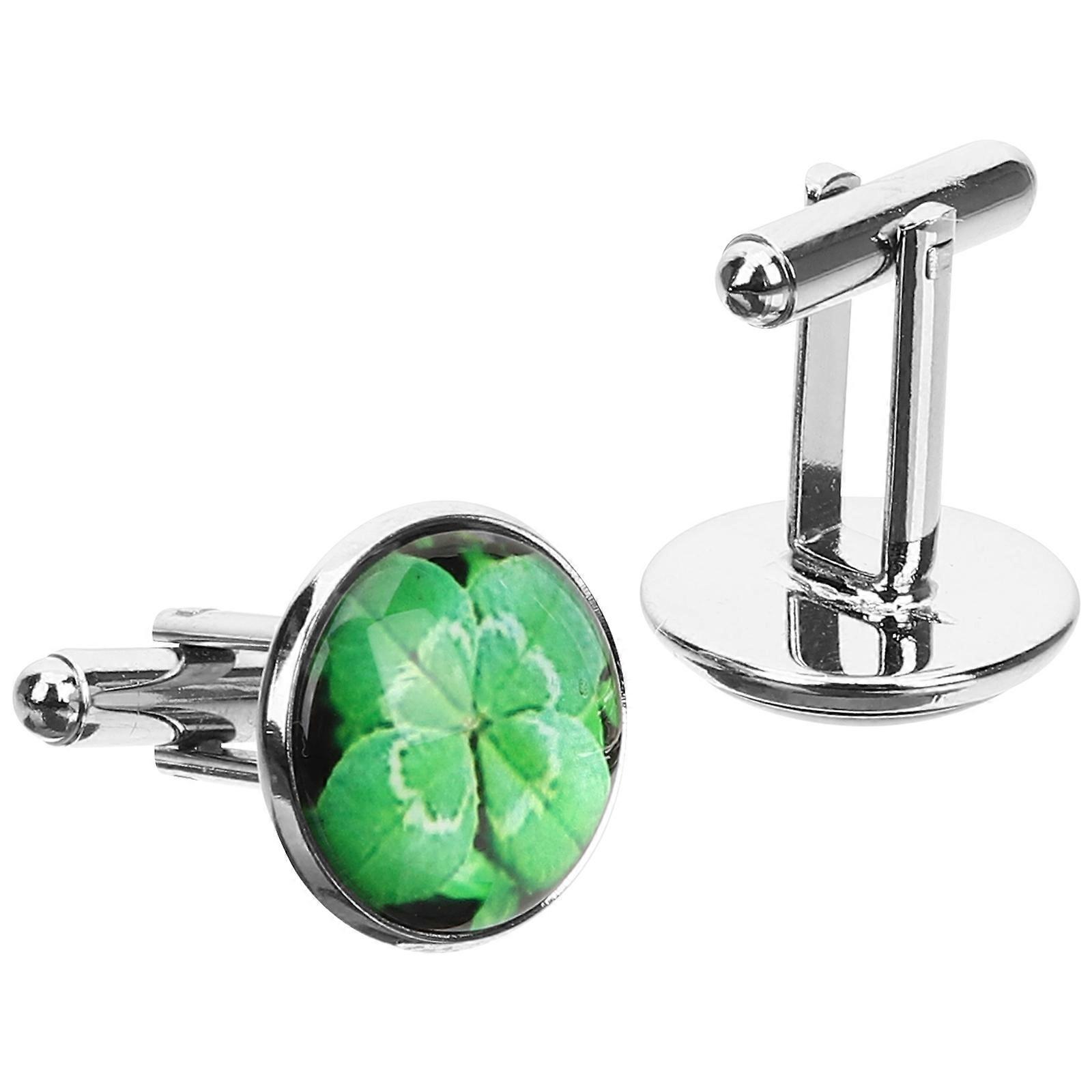 Assorted Color Clover Cufflinks for Men Shirts Decorative 6Pcs Set