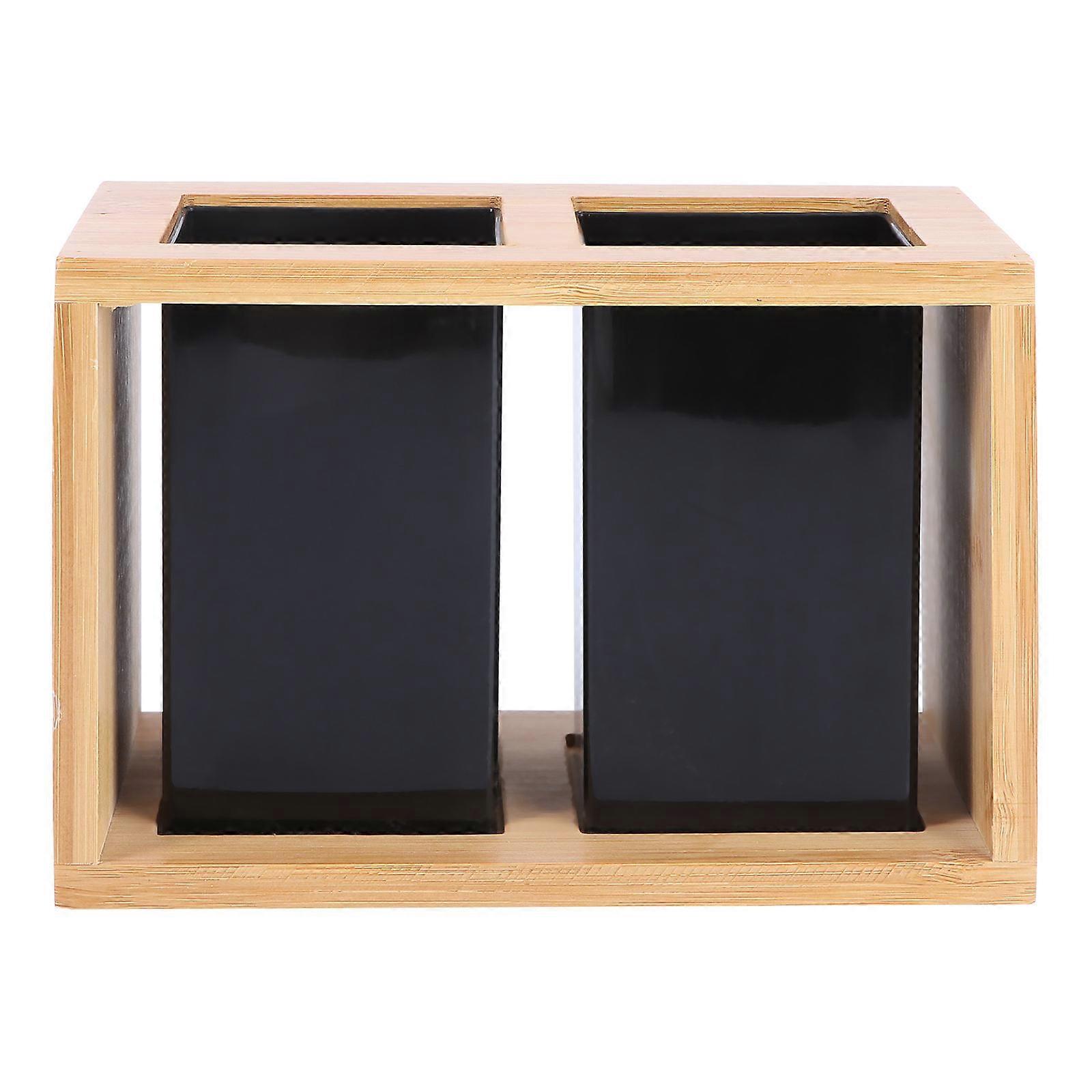 Bamboo Utensil Holder Flatware Drying Rack for Chopsticks Storage 2Pcs