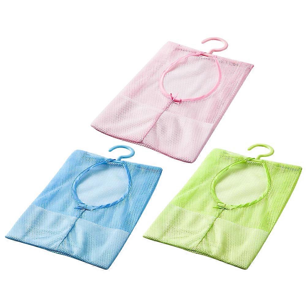Laundry Room Mesh Storage Bags With Hanging Hook 37X27CM Assorted Color Convenient Clothes Drying Organizer 15 Pcs