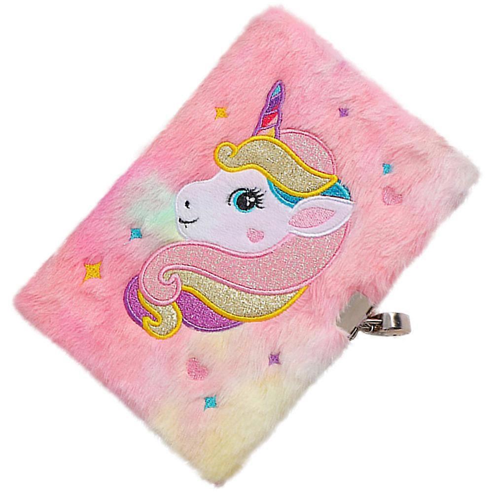 Multicolor Unicorn Notebook for Students 4Pcs Lockable Plush Cover Diary