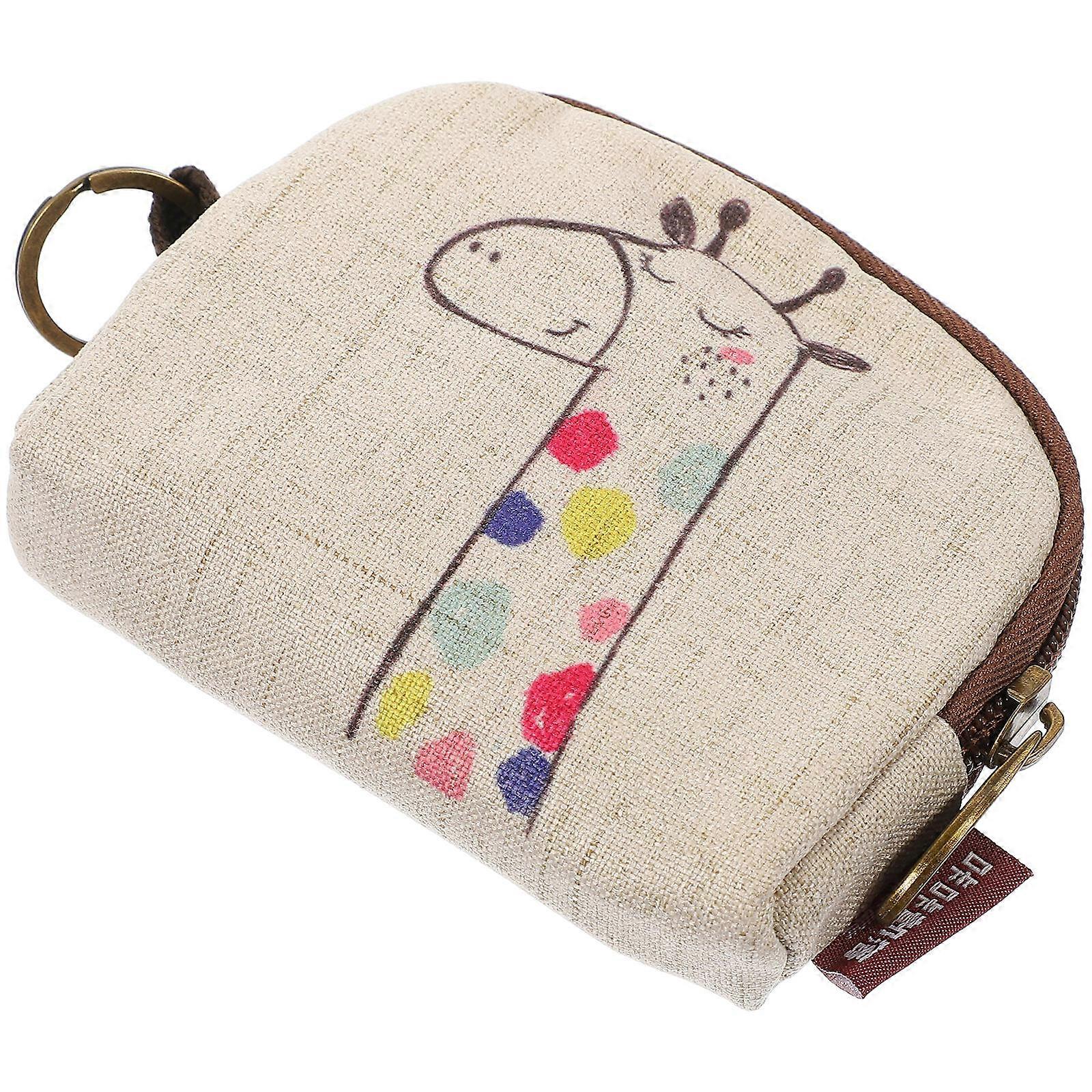 Storage Bag with Cartoon Giraffe Pattern for Storage Use 2Pcs Key Pouch
