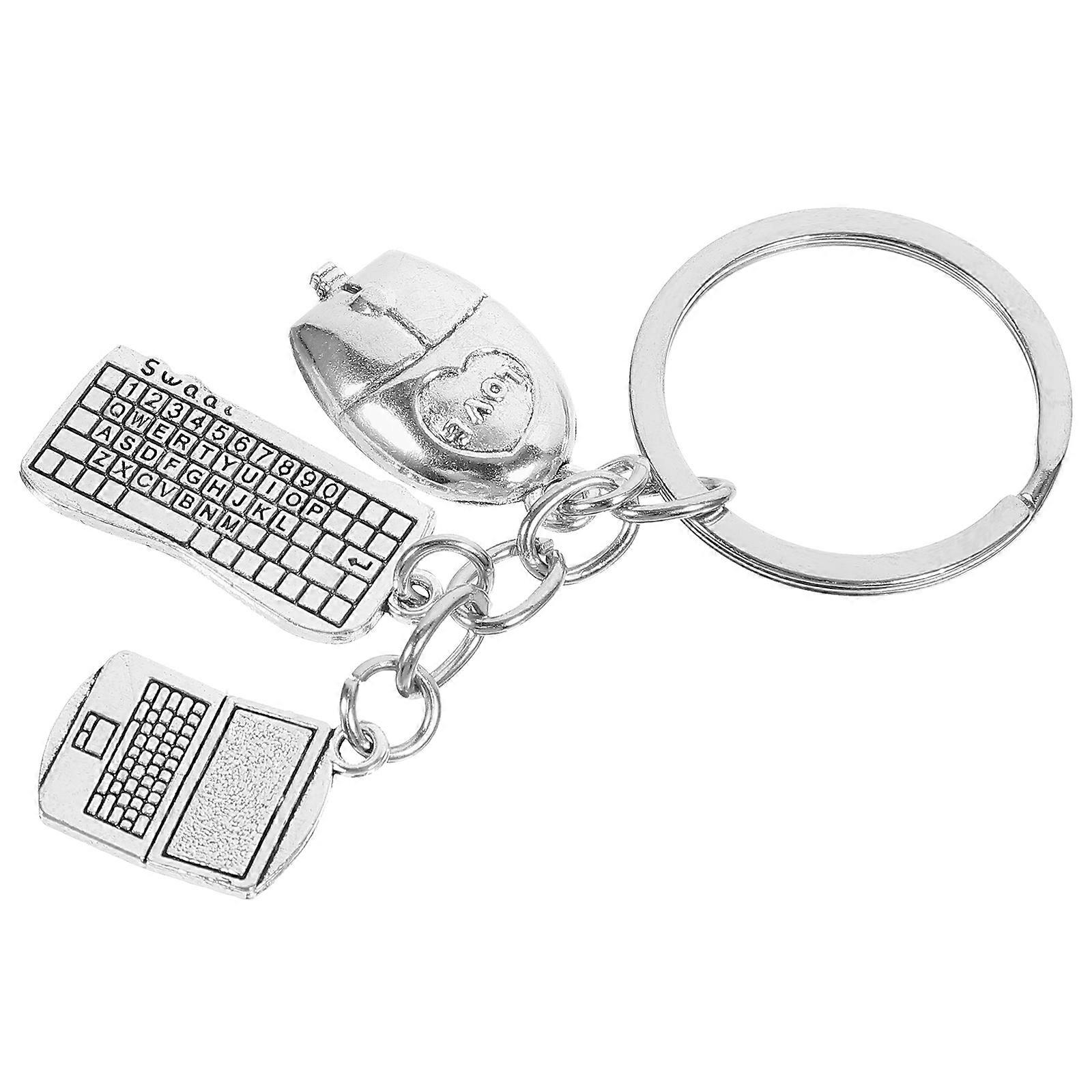 Portable Keyboard Keychain Hanging Keyring for Decoration 2Pcs Set