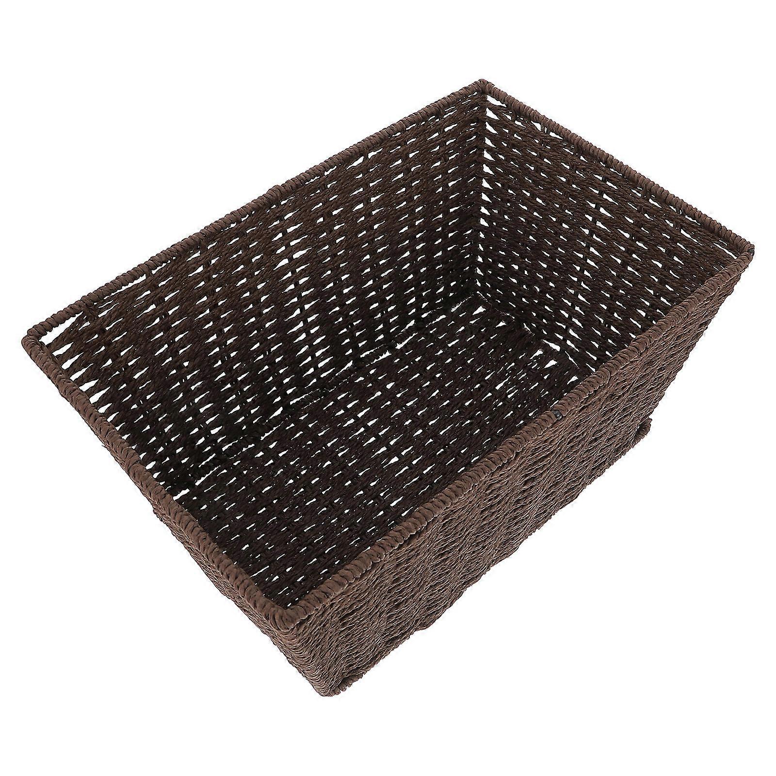 Decorative Woven Basket for Storage Use 2Pcs Coffee Paper String Basket