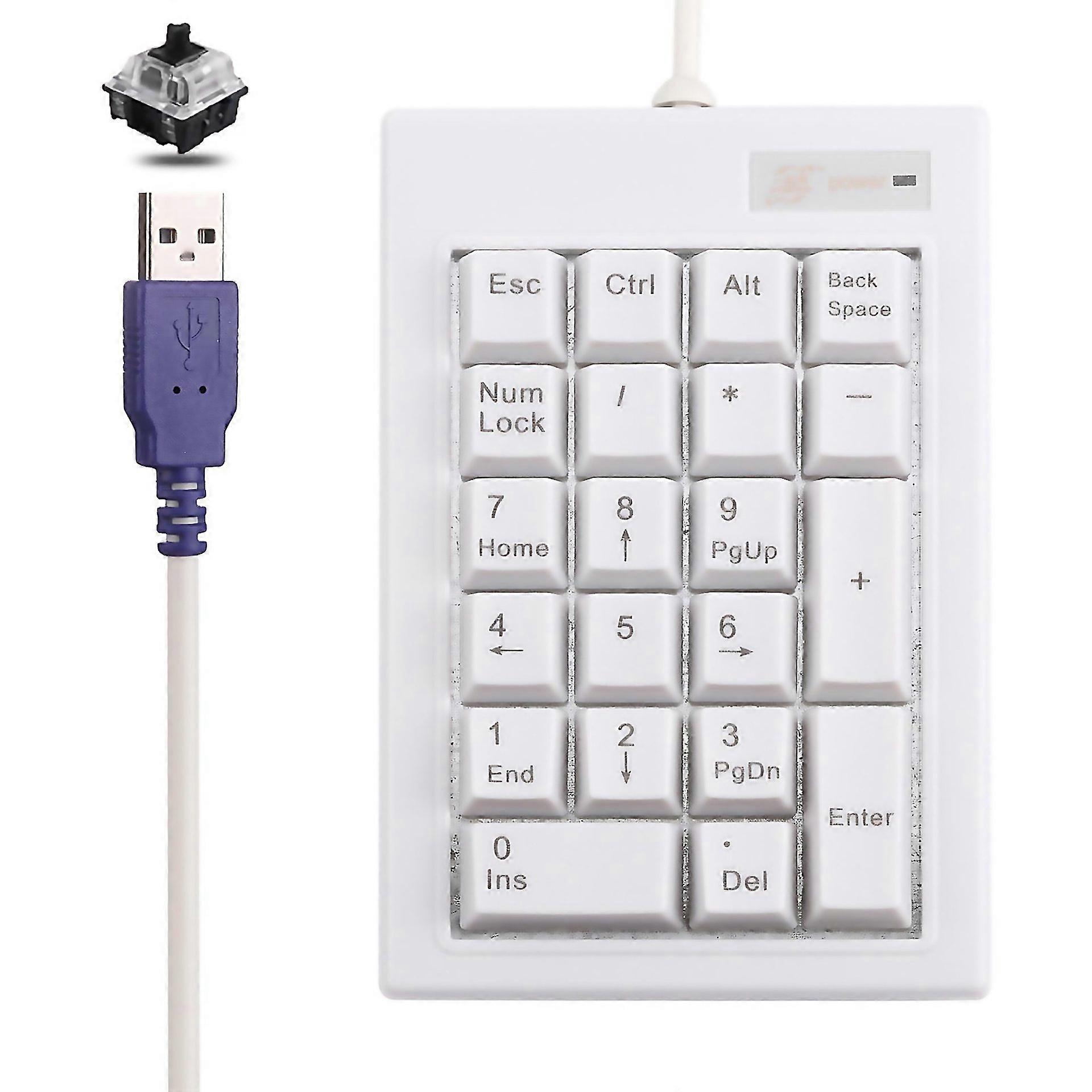 For Dx21a 21keys Usb Wired Mechanical Shaft Mini Numeric Keyboardwhite Black