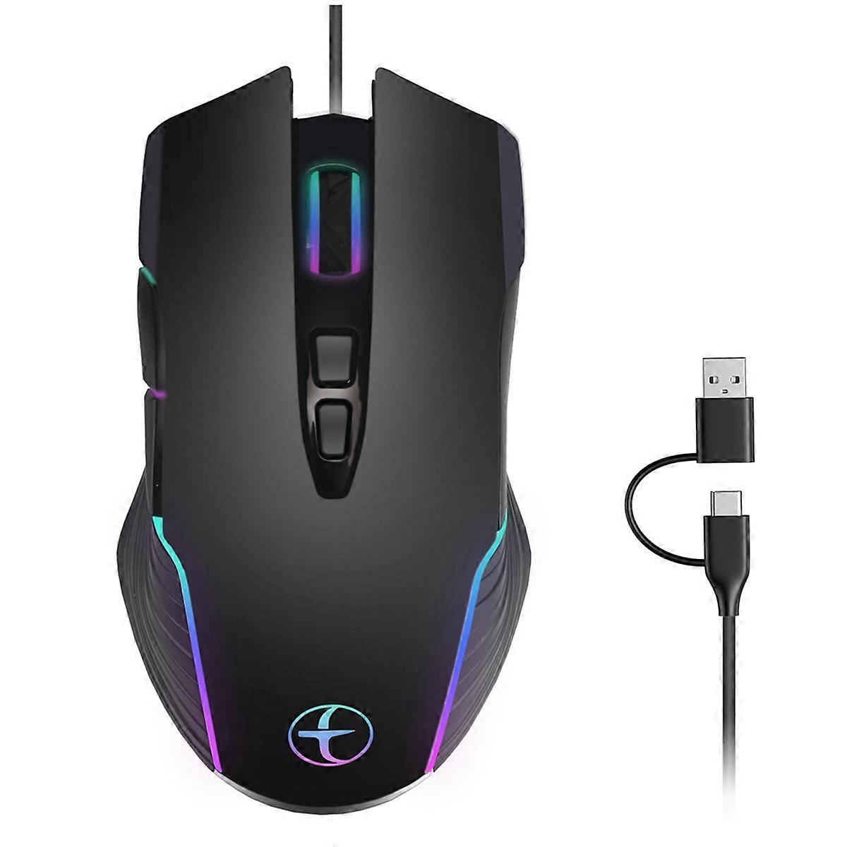USB/Type-C ergonomic Wired Gaming Mouse
USB/Type-C Wired Gaming Mouse with RGB Backlit