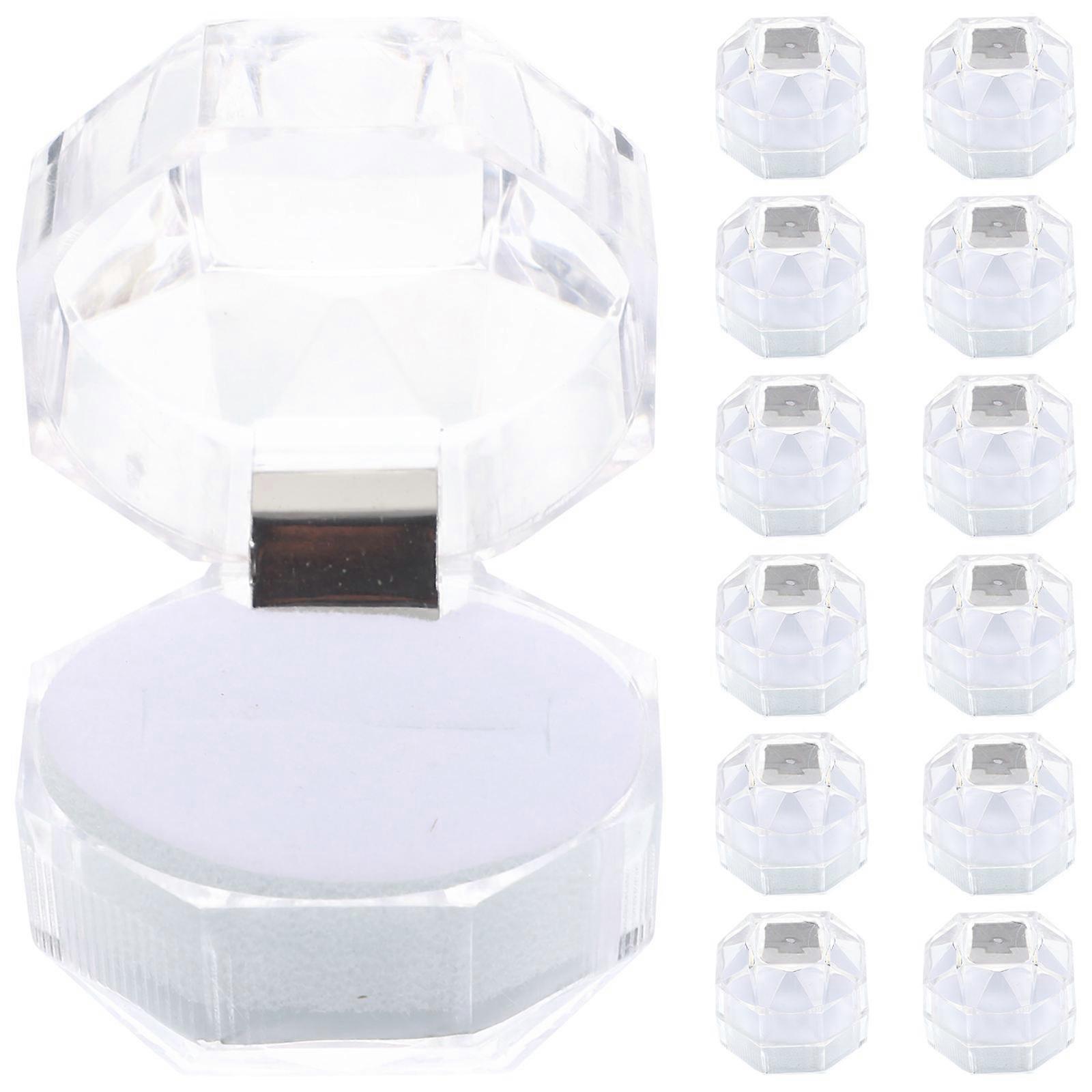 Ring Box White Transparent Proposal Ring Boxes for Wedding 20Pcs Set