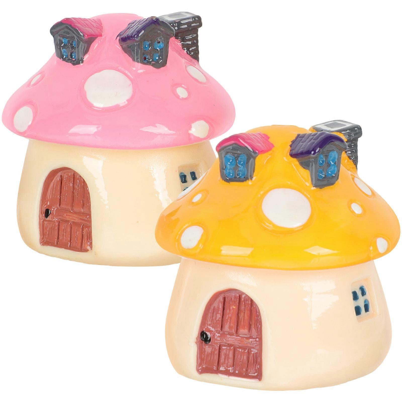 Miniature Decor Mushroom House Model for Small Garden Use 4Pcs