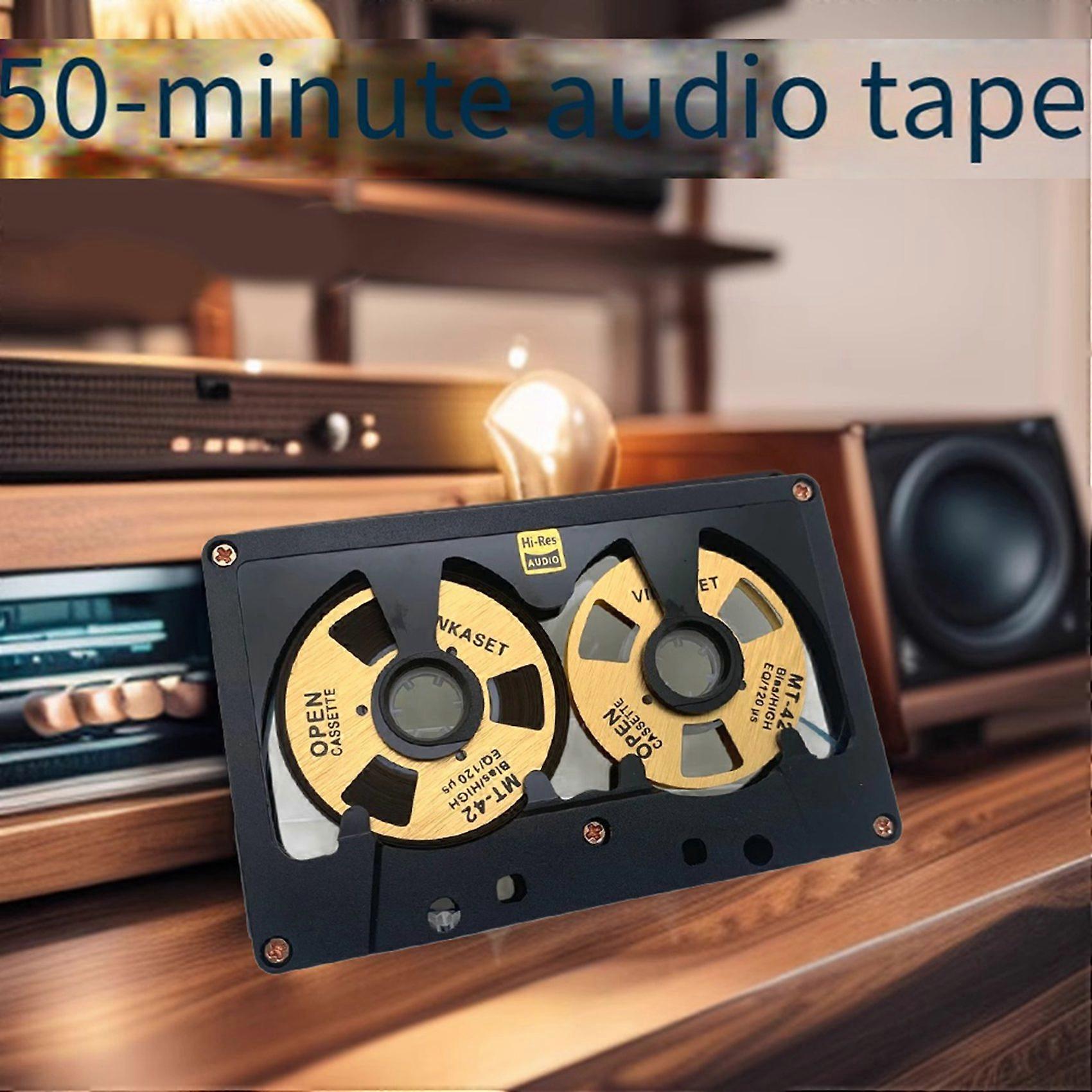 2X Cassette Audio Reel to Reel Cassette 50 Minute Blank Tape Double Sided Metal Reel Hollow Case Self-Made