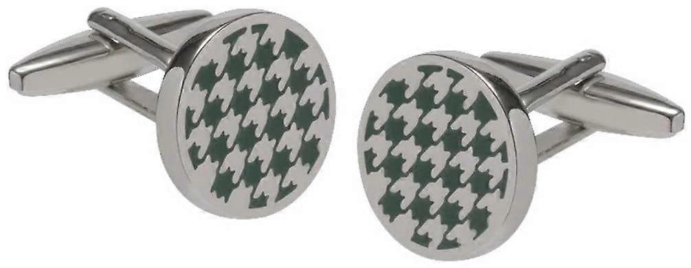 David Van Hagen Houndstooth Cufflinks - Green/Silver
