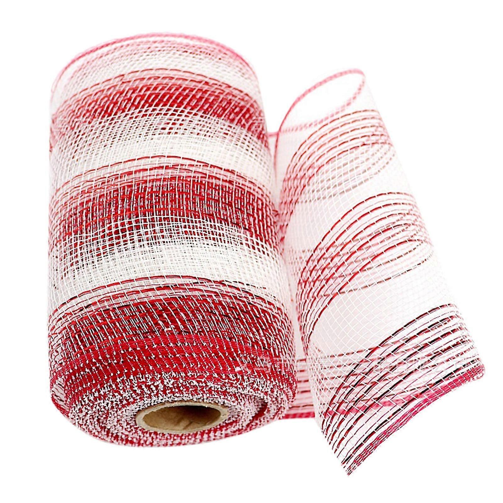 Clearance! Dusknt Wired Poly Mesh Ribbon with Metallic Foil, Compatible with Wreaths, Swags, Bows, Wrapping – Each Roll