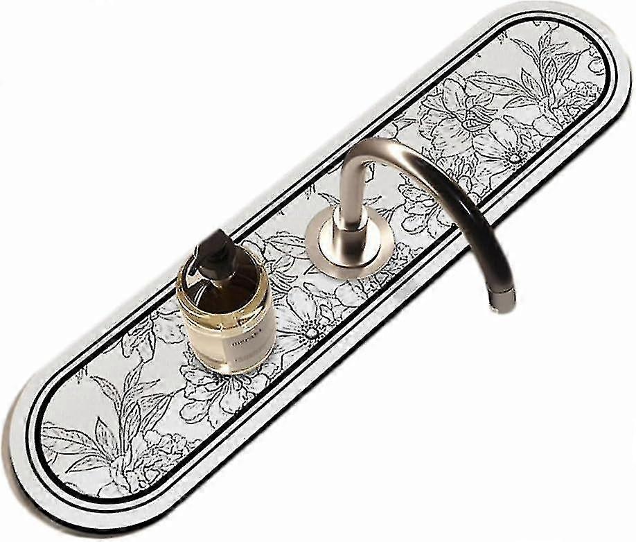 2025 Kitchen Sink Splash Guard, Silicone Faucet Splash Cover, Diatom Mud Faucet Absorbent Mat, Sink Drain Mat, Faucet Handle Drip Collector Tray (blos