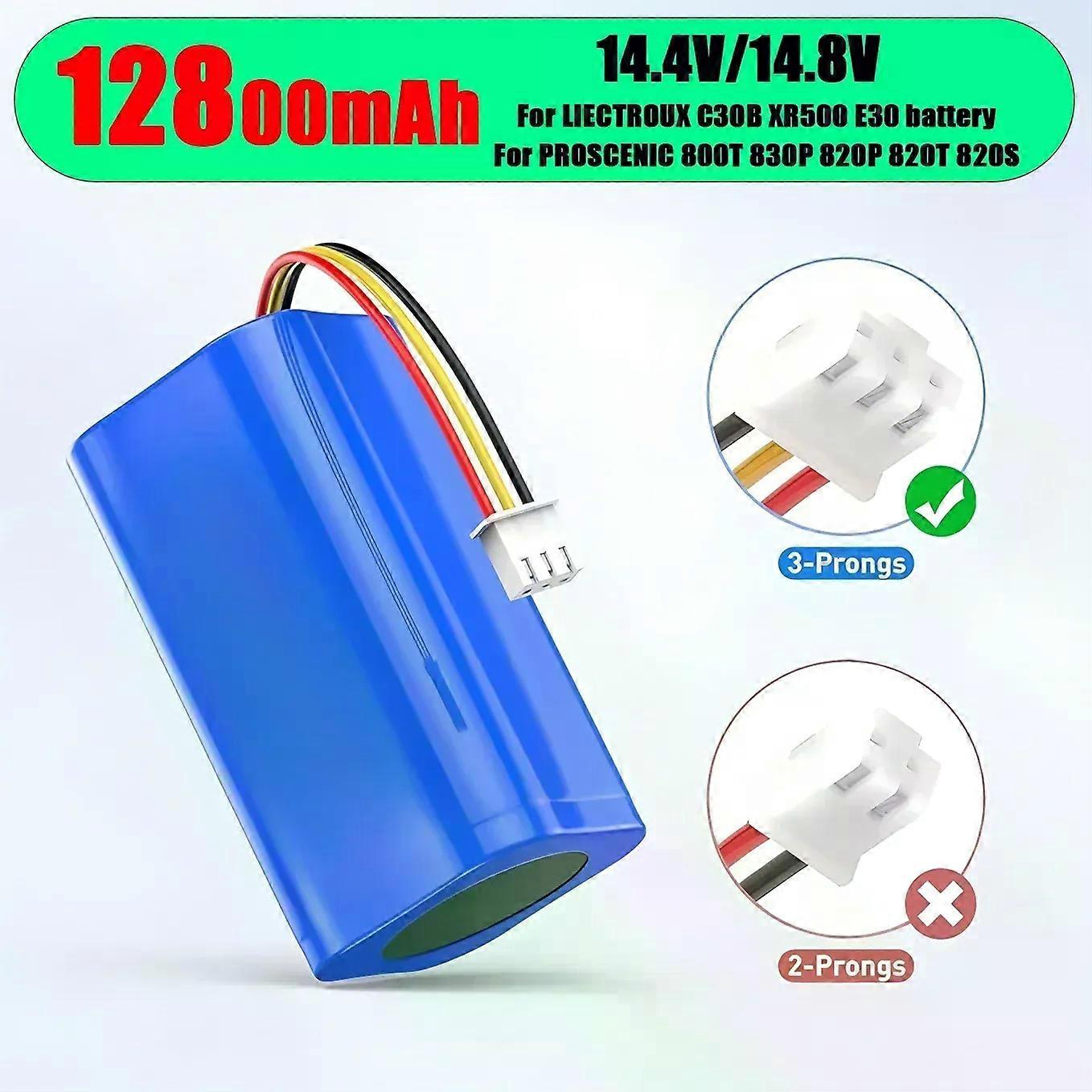 Apply 14.4V 14.8V 12800mAh 18650 Li-ion Battery for Proscenic 800T/830P/820 Series & Liectroux C30B/XR500/E30 Robot Vacuum
