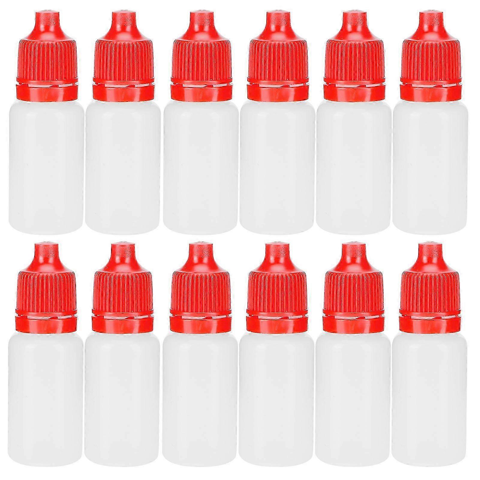 50Pcs 10ml Eye Liquid Bottle Portable Squeezable Empty Eye Drops Container with Plugs LidRed