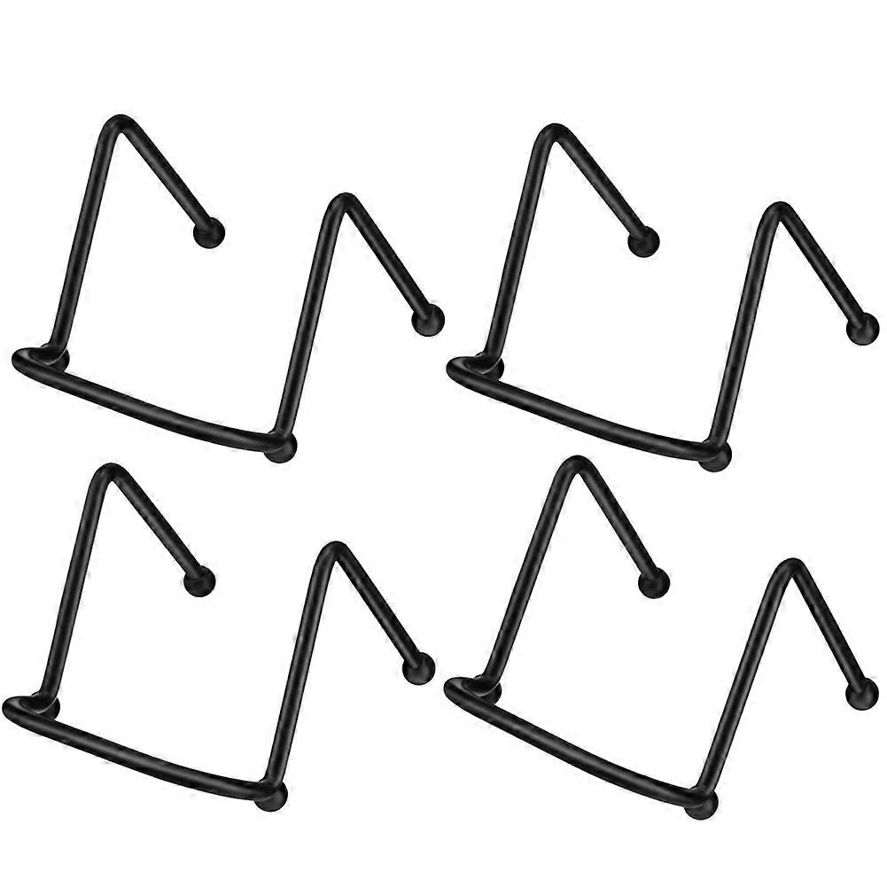 4 Pcs 2 Inch Small Plate Holder Display Stands Mini Metal Black Frame Stand for Picture, Book, Photo Easel, Creation