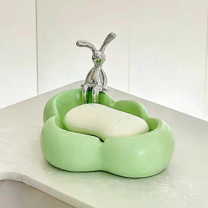 Creative Cute Small Rabbit Cloud Soap Box Flower Decoration Bathroom Accessories Plastic Storage Soap Rack Portable