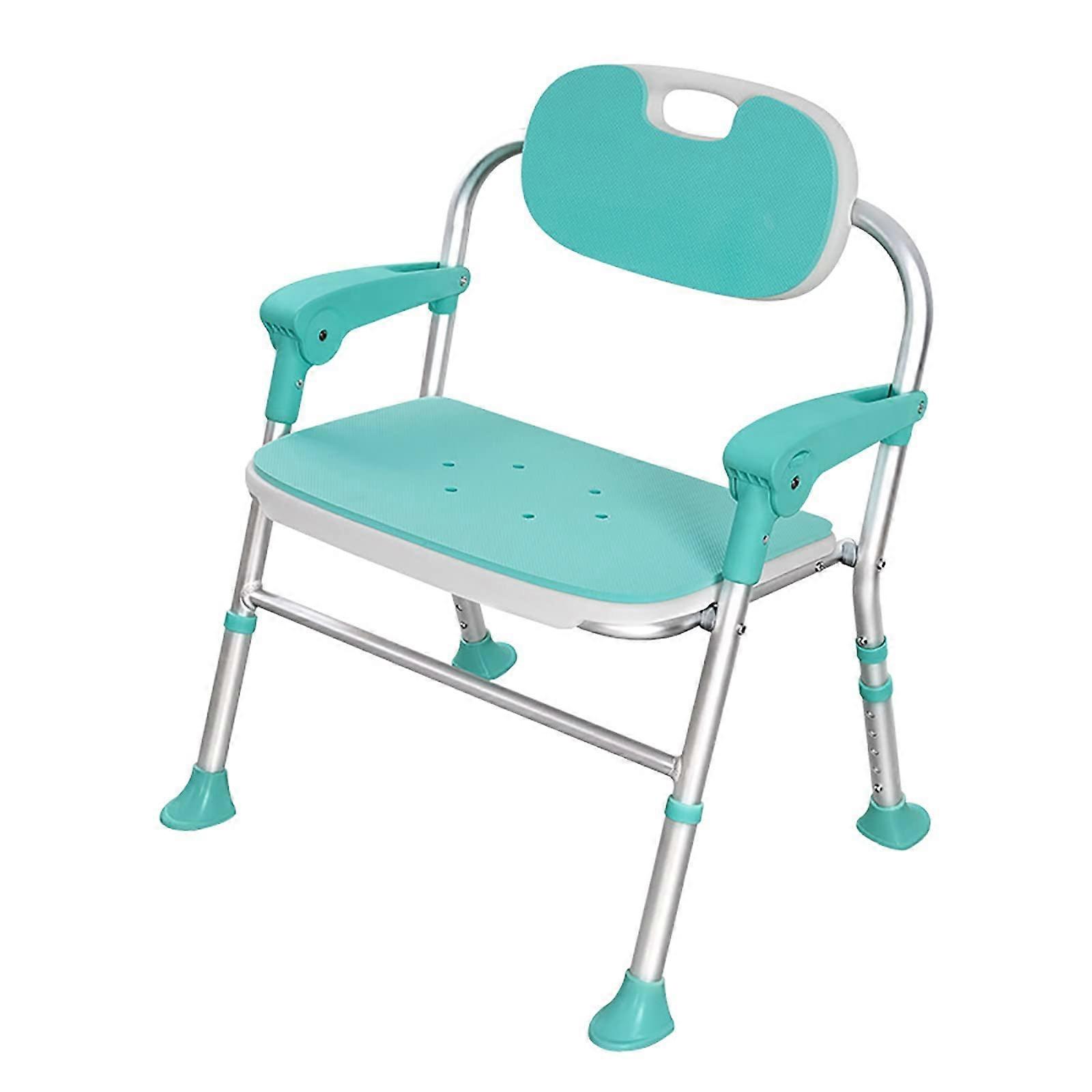 Portable Foldable Shower Stool Chair Height Adjustable Bath Seat Backrest Armrests For Elderly And Disabled Non Slip
