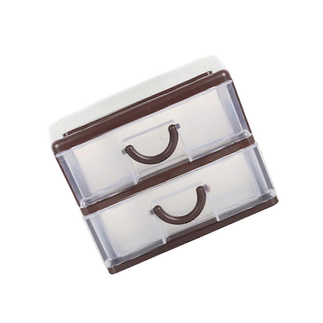 Plastic Storage Box With Drawer Brown Compact Desktop Organizer For Documents And Sundries Home Office Desk