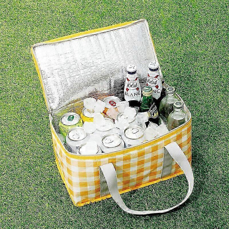 Rektangulär utomhus picknickväska förtjockad aluminiumfilm ispåse picknickkorg bärbar matsäck camping fuktsäker picknick ispåse