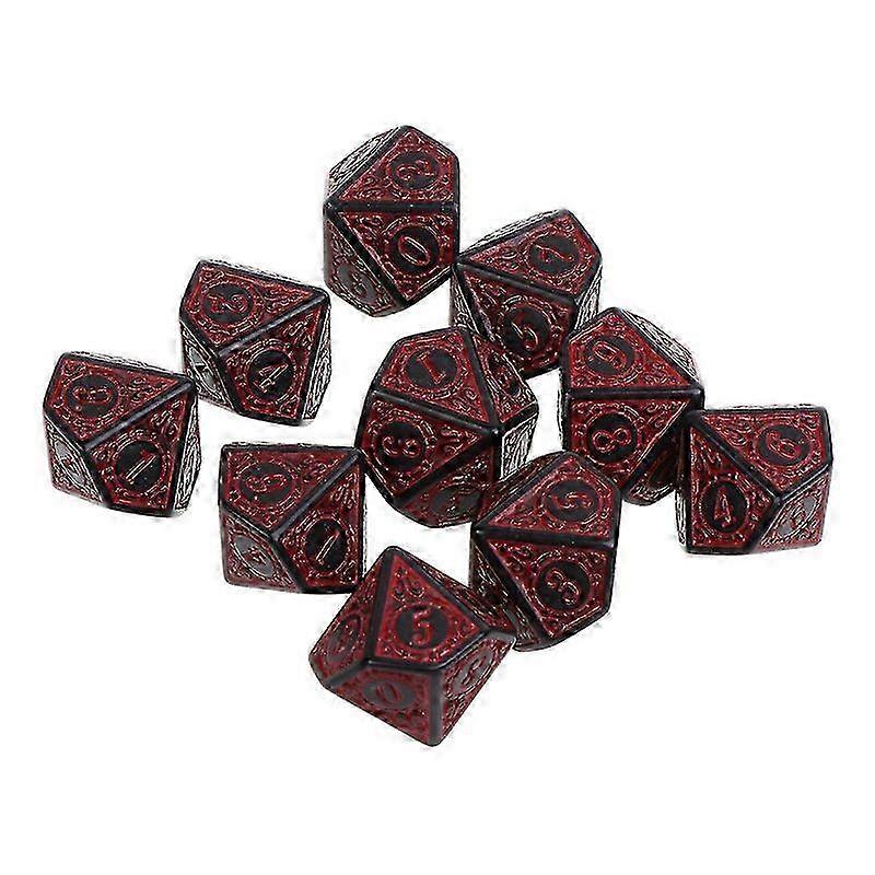 10Pcs Polyhedral 10-Die Carved Pattern Dice Set D10 Acrylic Games Dices Set