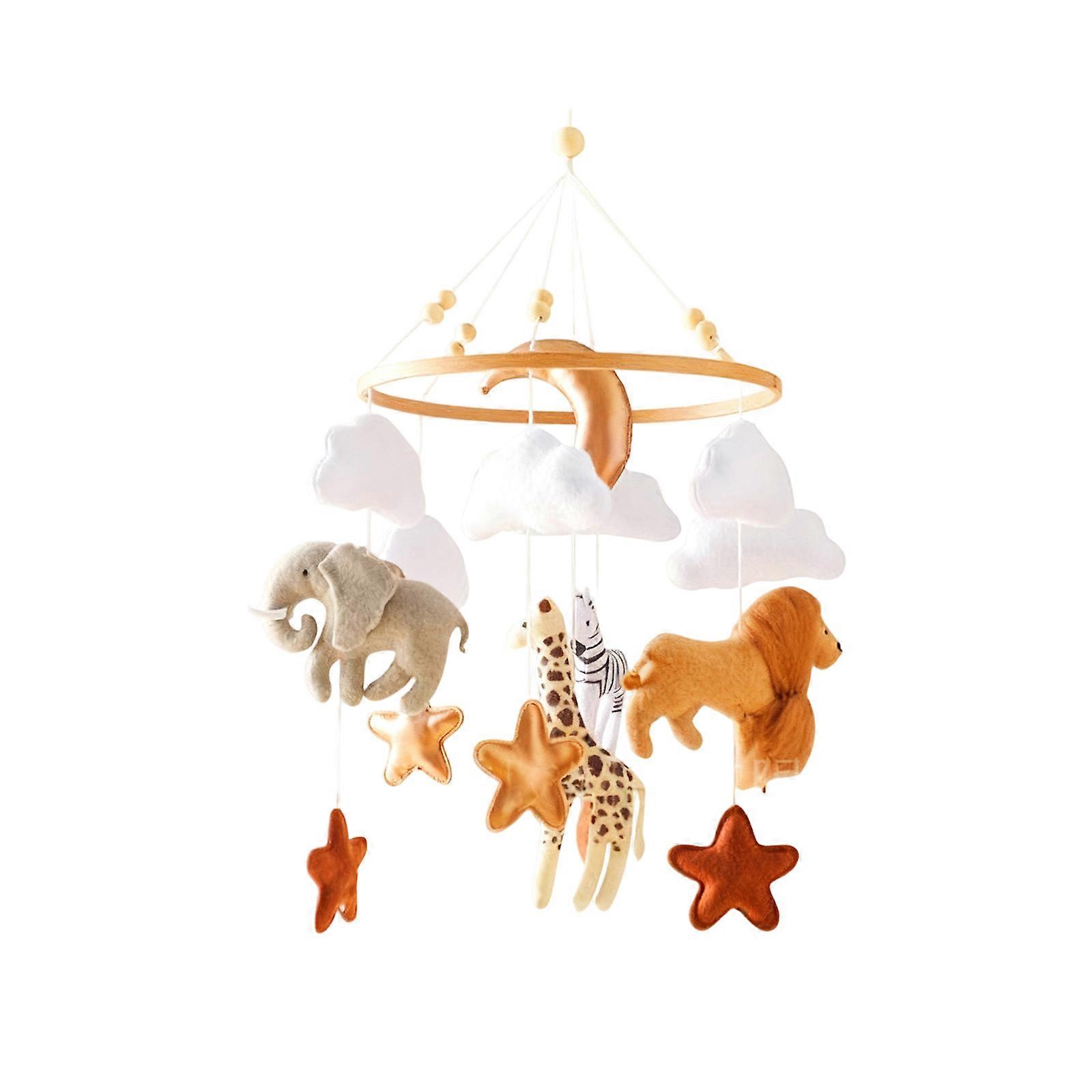 Interactive Infant Crib Mobile Hanging Pendant Toy With Animal Kingdom Rattle For Baby Auditory And Sensory Stimulation Multicolor