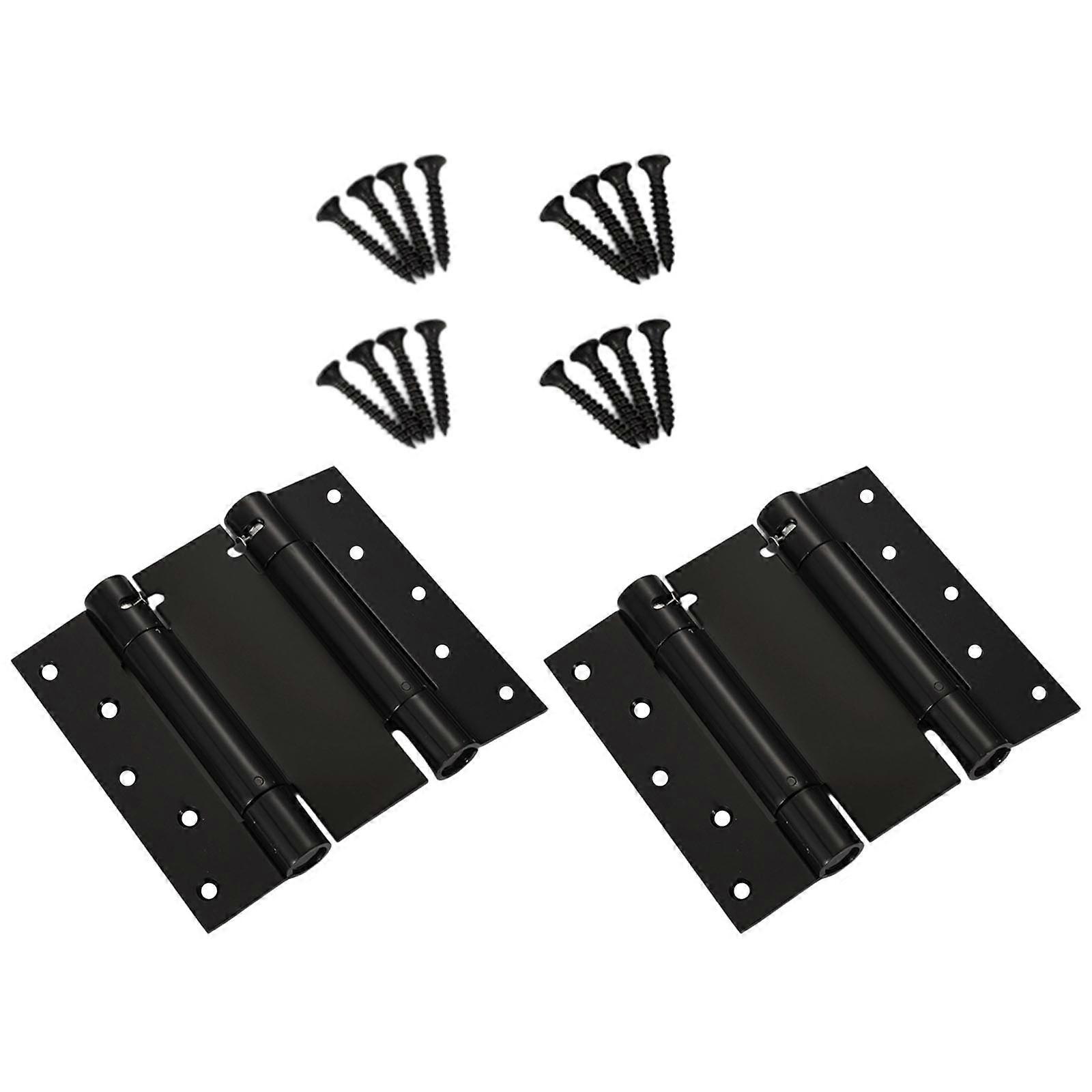 Lot de 2 charnières de porte à fermeture automatique, double action, à ressort, en acier, réglables, installation facile, pour le remplacement de portes de 15 cm (6 pouces), noires