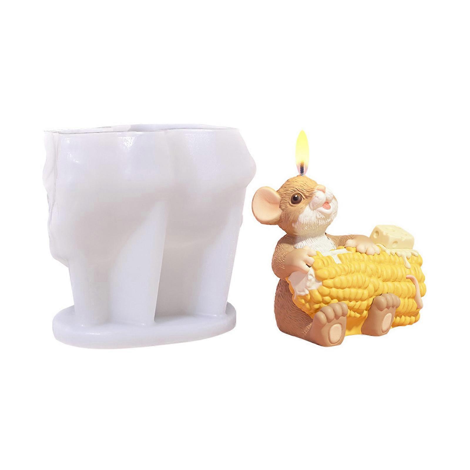 Multipurpose Mouse Cheese Corn Candle Silicone Mould for Baking Resin Craft and Kids Party Decorations Daily Use Multicolor