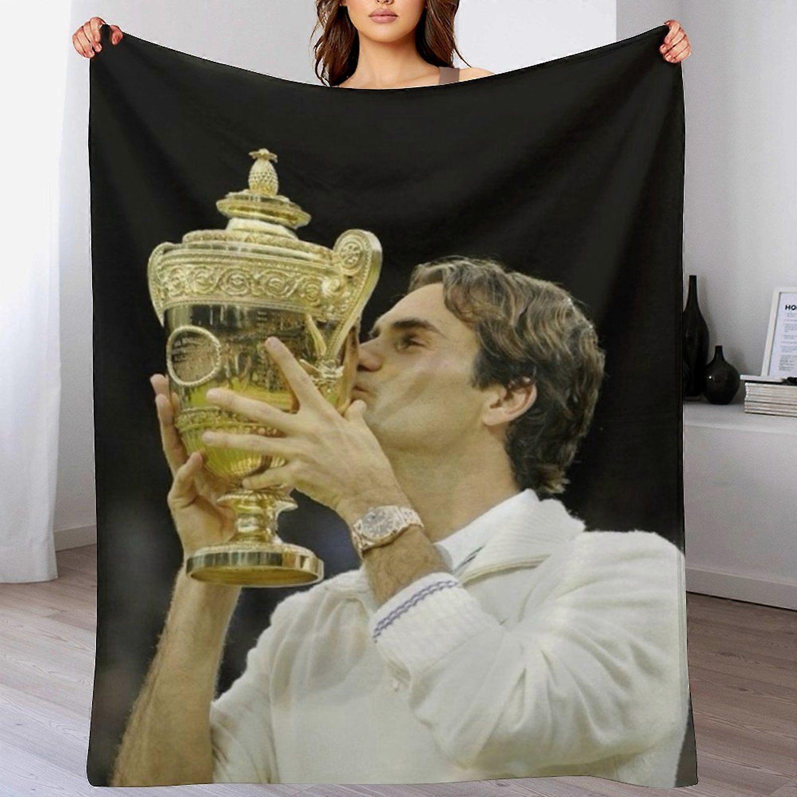 Roger federer Foldable Plush Blanket for Sofa Bed Kids Lounge Travel No Shedding Anti-Wrinkle Velvet