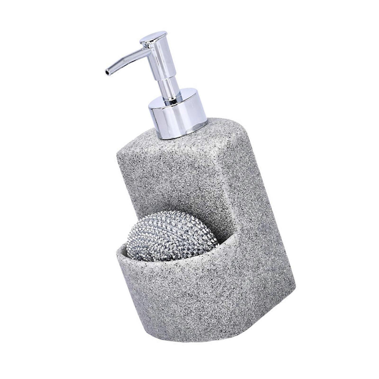 Refillable Ceramic Soap Dispenser and Sponges Holder Combos for Kitchens Sink 2 In 1 Mattes White Design Multicolor
