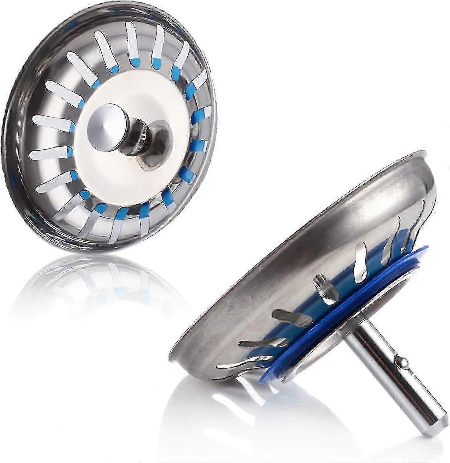 ​2-Pack Stainless Steel Sink Strainer Stoppers - Rustproof Drain Filters for Kitchen & Bathroom Sinks​_CP Edition 1107