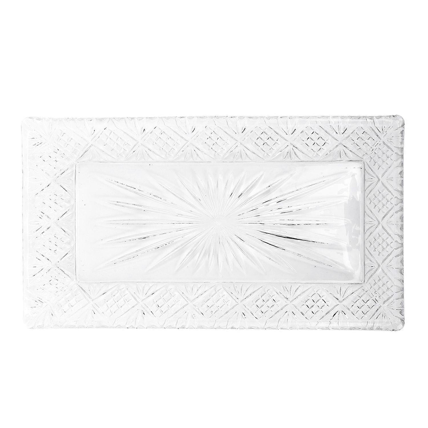 Serving Tray Rectangle Glass Platter Elegant Ample Capacity Stable Pattern Serving Dish for Dinner P
