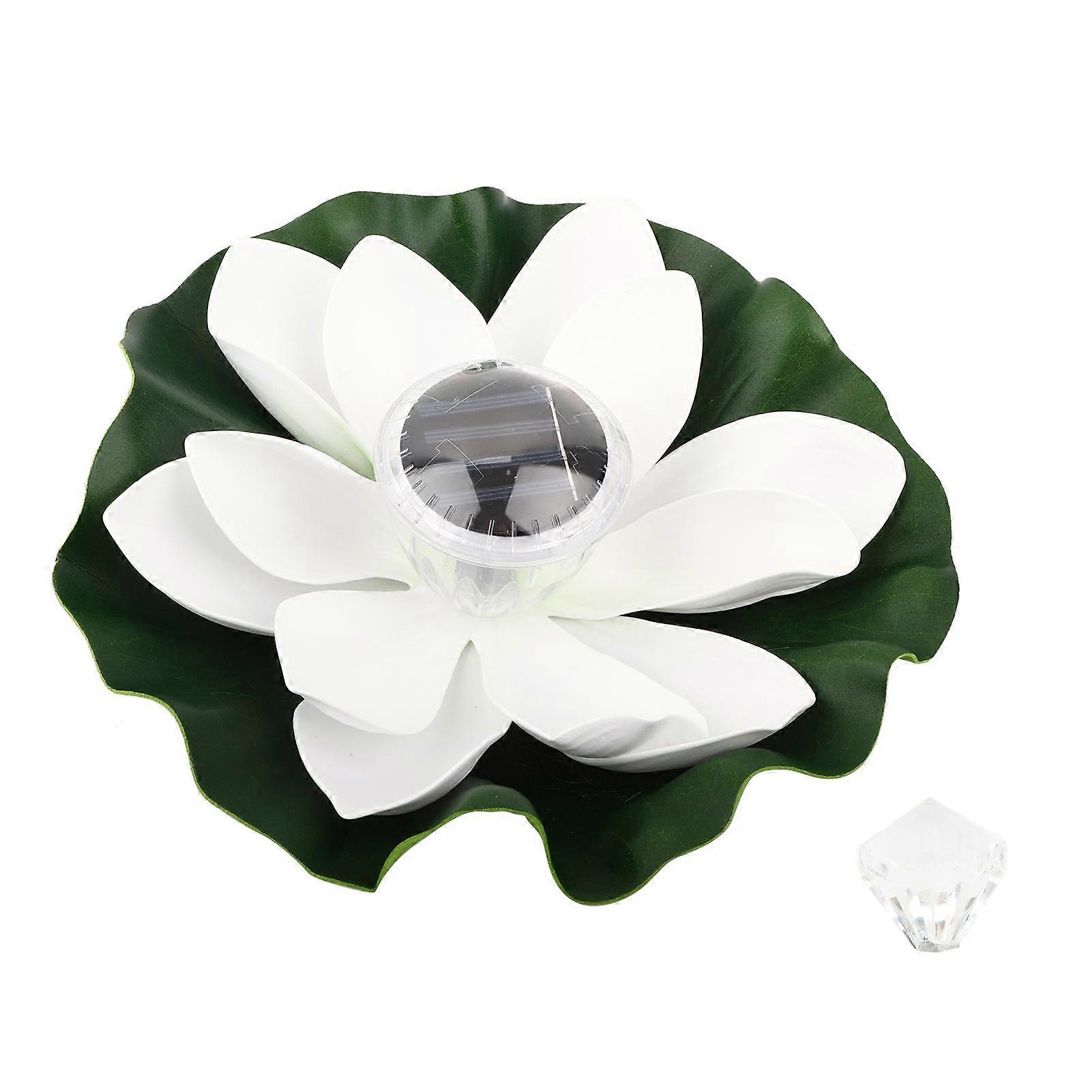 Waterproof Solar Power LED Color Changing Lotus Flower Floating Lamp Garden Colorful White