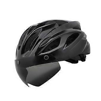Light Weight Mountain Bike Helmets Cycling Safety Head Protections Bicycles Helmets with LED Light & Magnetic Goggles  Pure 1 white
