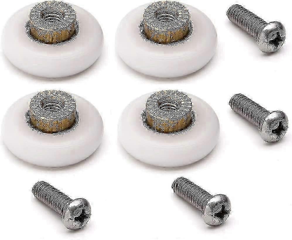 25-26 Set Of 4 Replacement Rollers For Sliding Shower Door With M4 Screws Diameter 19 Mm