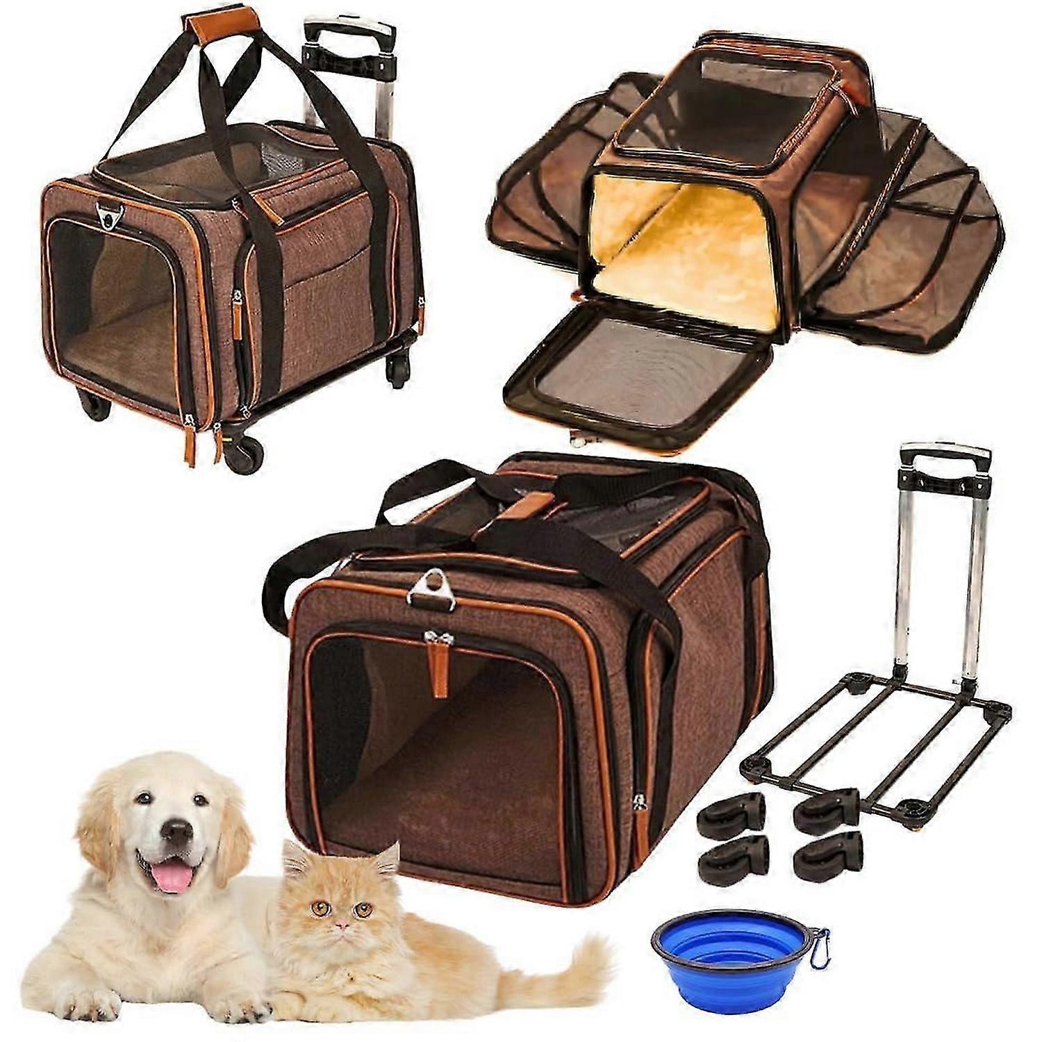 Airline Approved Pet Carrier with Detachable Wheels – Soft-Sided, Expandable, Durable for Cats and Small to Medium Dogs