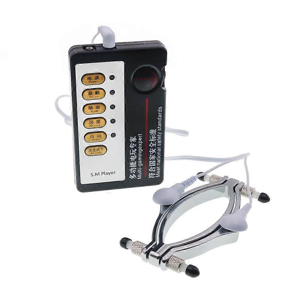 Ensemble 1 : Pince à lèvres à impulsions électriques pour femmes - Outil de stimulation alternatif, jouet pour adultes, masseur orgasmique en métal