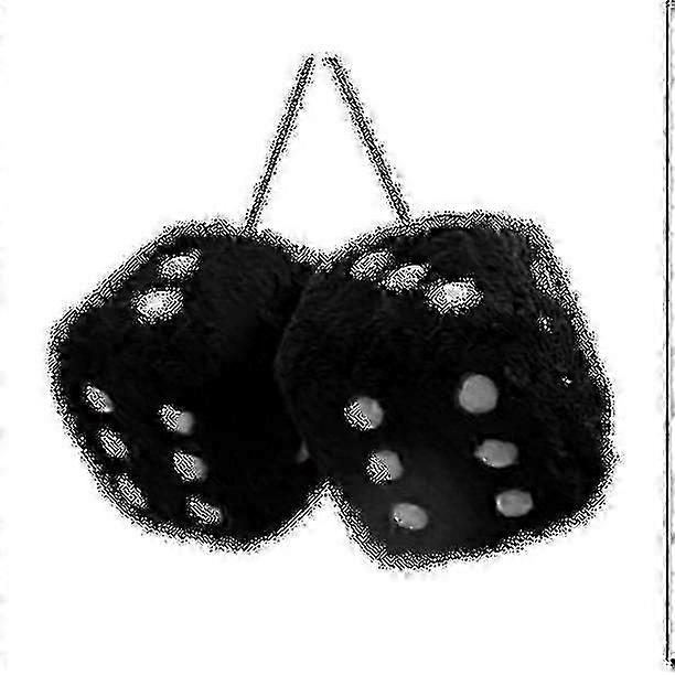 1 Pair Plush Dice with Retro Square Mirror Hanging for Car Interior Decoration
