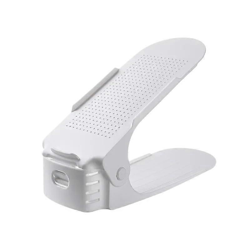 Adjustable Shoe Organizer Rack Space Saving Double Layer Holder for Closet Storage White