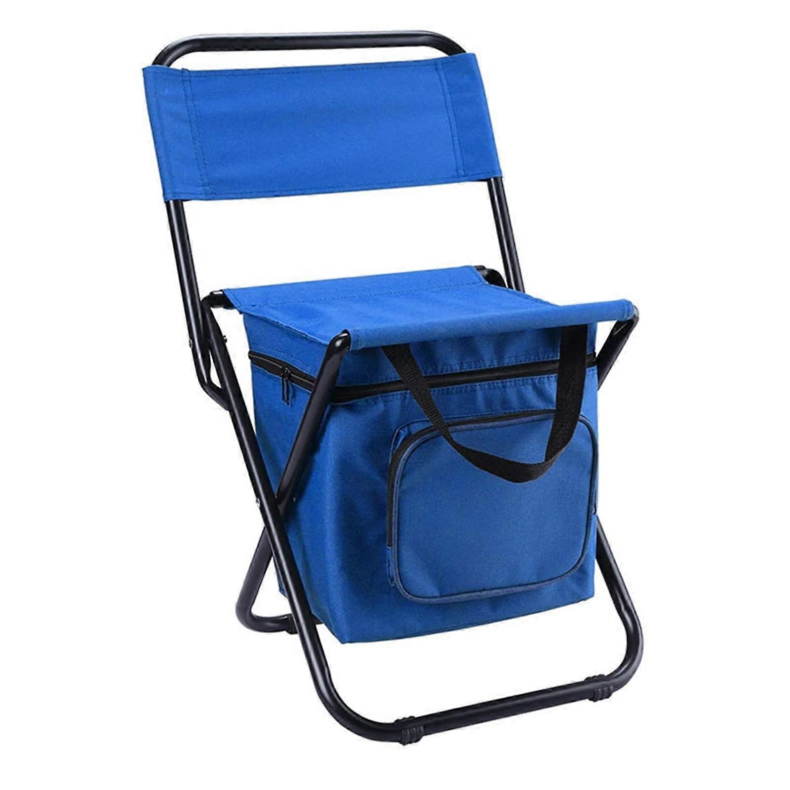 Fishing Chair 10L LargeCapacity Ice Storage Bag, Foldable With Backrest, 100 Kg LoadBearing, Dark Blue