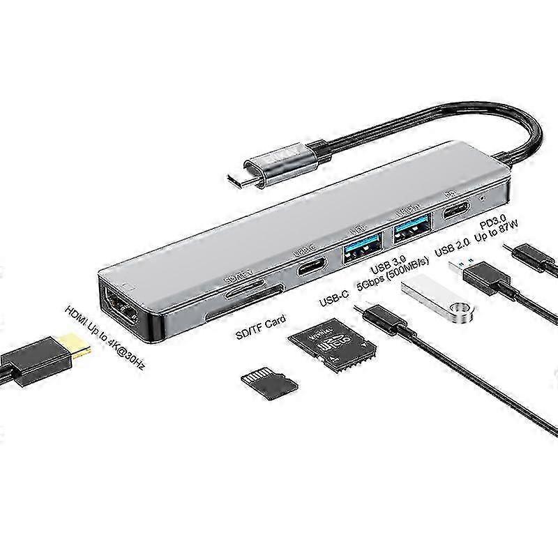 2025 ENKAY 7 in 1 Type-C to HDMI USB-C Hub SD/TF Card Reader