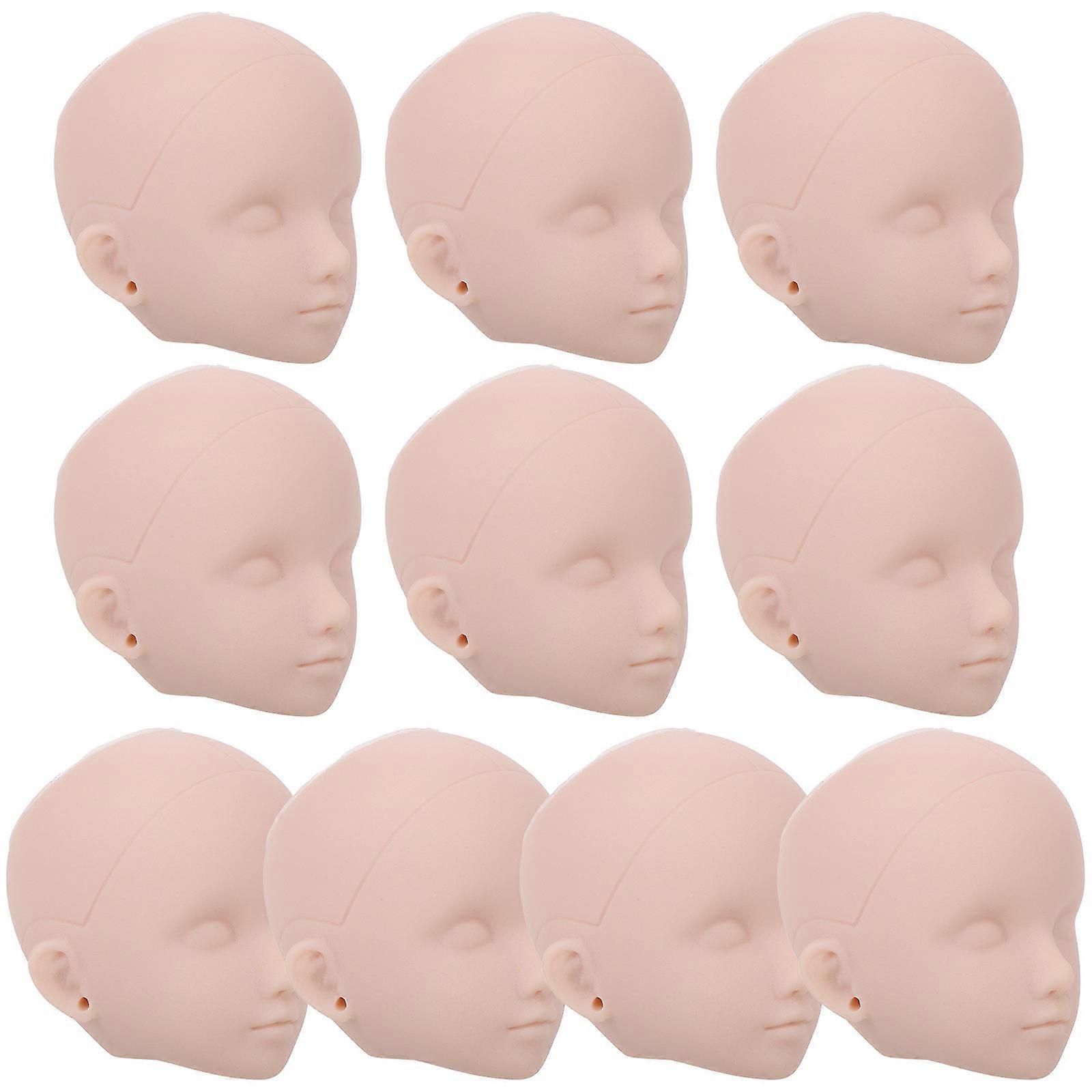 10Pcs Plastic Doll Heads for Practice Makeup and DIY Craft Doll Projects