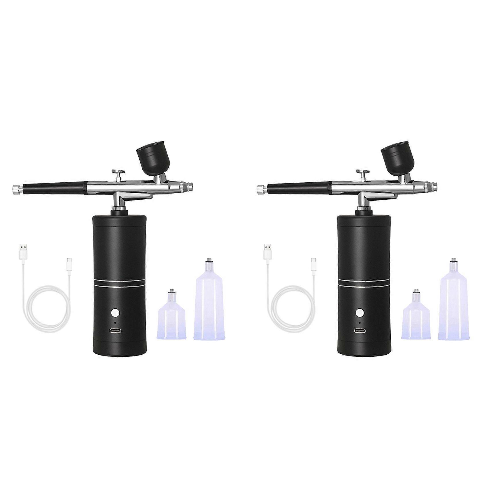 2X Airbrush KIT Cordless Rechargeable Compressor Airbrush Set, Automatically Handles Model Painting, Nails, Makeup